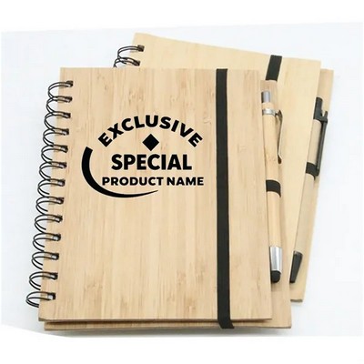 Bamboo Leather Cover Creative Stationery Coil Note Notebook