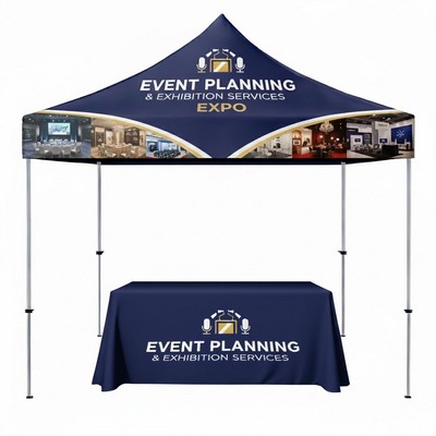 10' Deluxe Steel Frame Tent Kit with 6' Custom Table Throw