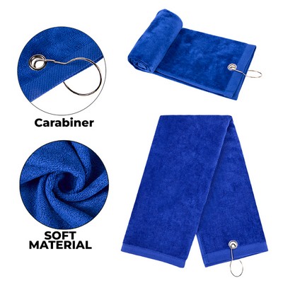 Tri-Fold Premium Terry Velour Cotton Golf Towel