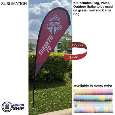 48Hr Quick Ship - 7.5' X-Small Tear Drop Flag Kit, Full Color Graphics Double Sided