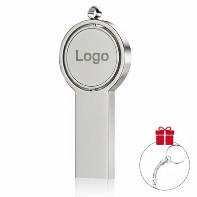 4GB Round Key Metal Flash Drive - Silver