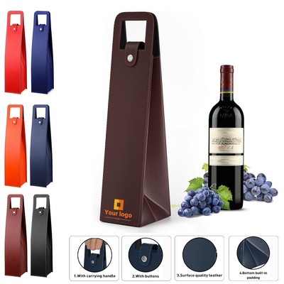 Reusable Leather Wine Tote Bag