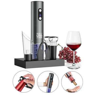 Rechargeable Electric Wine Opener Set With Aerator, Vacuum Stoppers & Foil Cutter