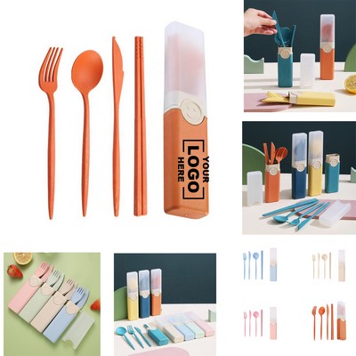 4Pcs Wheat Straw Tableware Set