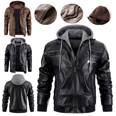 Men's Vintage Leather Coat Motorcycle Bomber Jacket