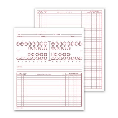 Dental Exam Record Forms - Numbered Teeth System C, Folder Style