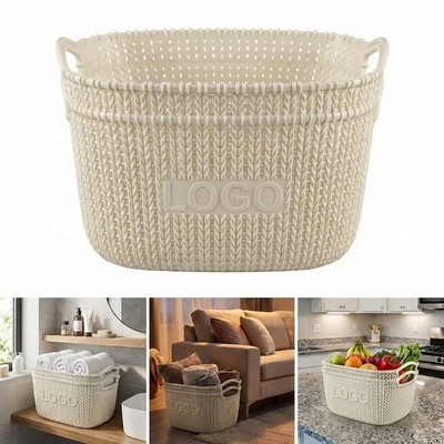 Imitation rattan plastic storage basket