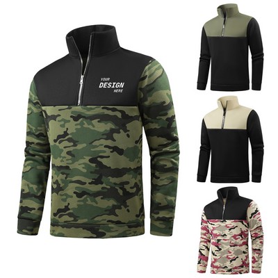 Camouflage Mens Half-Zip Hoodie