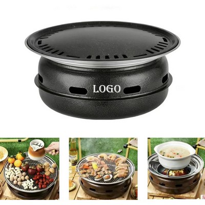 Portable Round Charcoal BBQ Grill with Ventilation Holes for Home Use