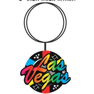 Las Vegas Poker Chip Key Chain w/Clear Mirrored Back (8 Square Inch)
