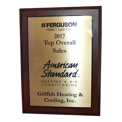 Standard Simulated Walnut Plaque w/ Sublimated Imprint - 1 Color (9"x12")