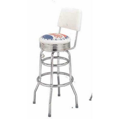 Double Chrome Ring Bar Stool w/Back- Seat & 2 Back Logo