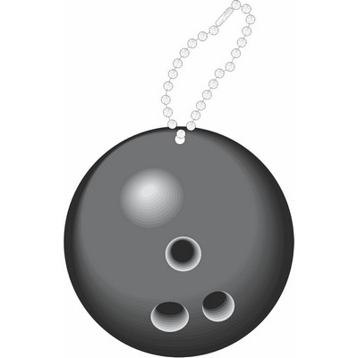 Gray Bowling Ball Promotional Key Chain w/ Black Back (6 Square Inch)
