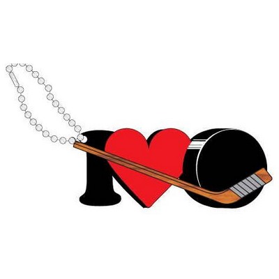 I Love Hockey Promotional Key Chain w/ Black Back (12 Square Inch)