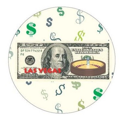Vegas Roulette Table On $100 Bill Round Metal Photo Magnet (2.5" Diameter)