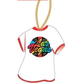 Las Vegas Poker Chip T-Shirt Promotional Ornament w/ Black Back (4 Square Inch)