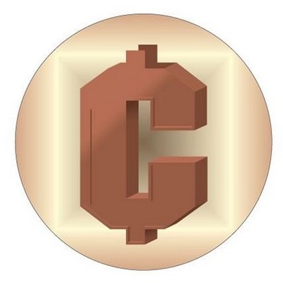 Cent Sign Round Metal Photo Magnet (2.5" Diameter)