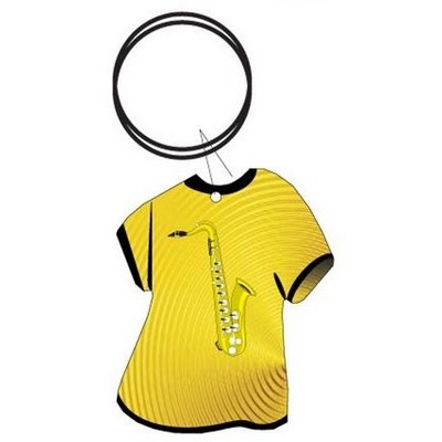 Saxophone T Shirt Executive Key Chain w/Mirrored Back (4 Square Inch)