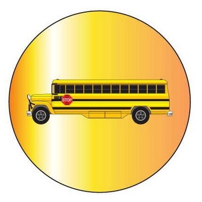 School Bus Round Badge w/ Bar Pin (2 1/2" Diameter)