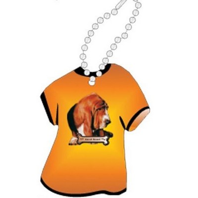 Basset Hound Dog Promotional T Shirt Keychain w/ Black Back (4 Square Inch)