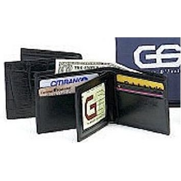 Crocodile Print Bi-Fold Wallet w/Middle Flap