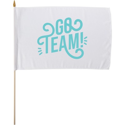 Custom Hand Held Flag w/1 Color Print (12" x 8")