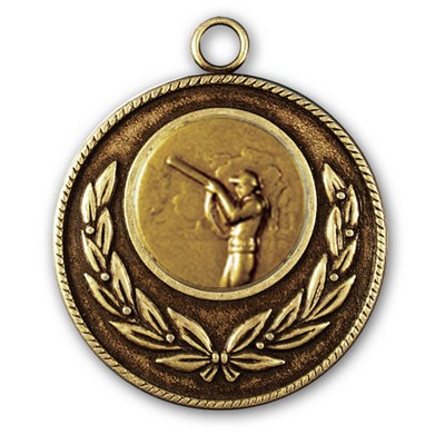 Stock Classic Wreath With Rope Edge 2" Medal- Shooting