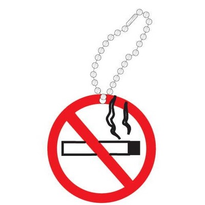 No Smoking Sign Promotional Line Key Chain w/ Black Back (10 Square Inch)