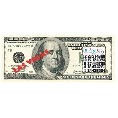 Las Vegas Bingo $100 Bill Magnet w/ Full Magnetic Back (10 Square Inch)