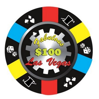 Las Vegas $100 Poker Chip Maxi Magnet (2 Square Inch)