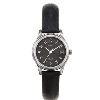 Timex® Black/Silver Elevated Classics Dress Mid-Size Watch W/ Black Dial