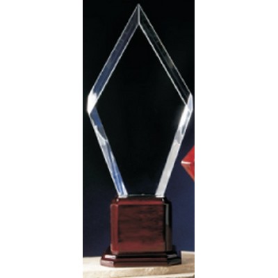 17" Clear Diamond Acrylic Award w/Cherry Base