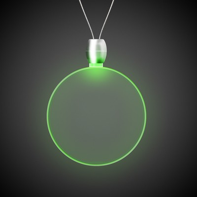 24" Green Round Light-Up Pendant Necklace(Pad Printed)