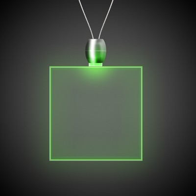 24" Green Square Light-Up Pendant Necklace(Pad Printed)