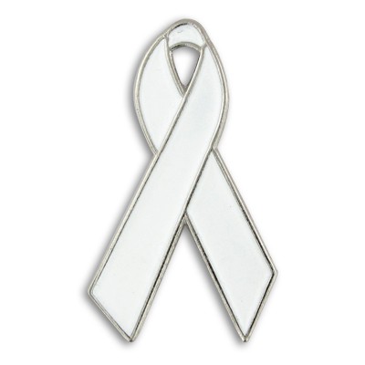 White Awareness Ribbon Lapel Pin
