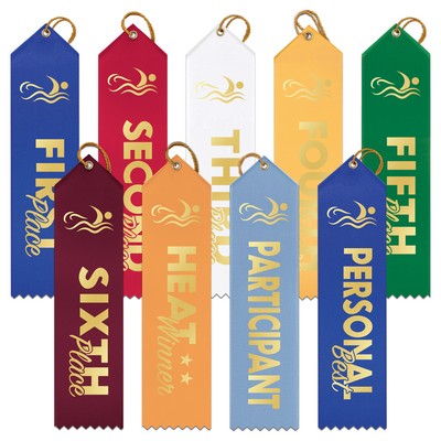 Stock Swimming Square Top Award Ribbons (2"x8")