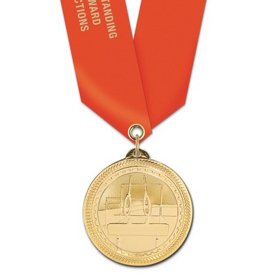 Gymnastics Brite Laser Medal w/Satin Neck Ribbon (2")