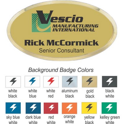 Oval Name Badge w/Gold Frame (3"x 1½")