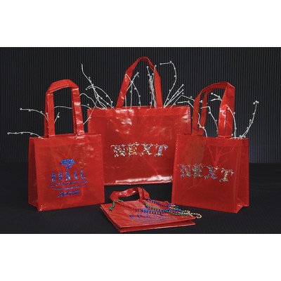 Sparkling Woven Polypropylene Bag w/ Matching Piping & 19" Handles (10"x5"x