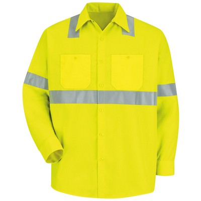 Red Kap™ Hi-Visibility Long Sleeve Yellow Work Shirt (Class 2 Level 2)