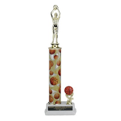 13" Sport Column Trophy w/Basketball Trim & Figure
