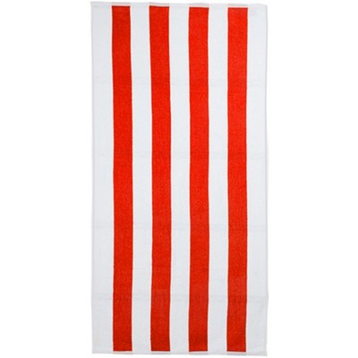 Salsa Red/White Cabana Striped Beach Towel (30"x60")