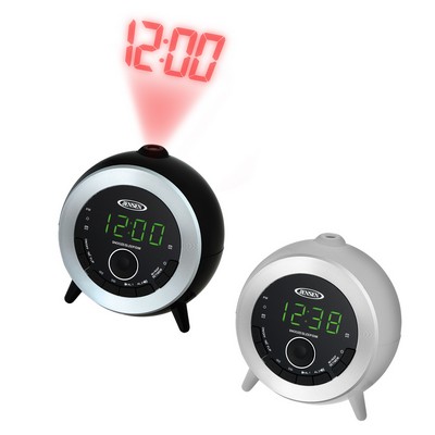 Jensen® Dual Alarm Projection Clock Radio - Silver