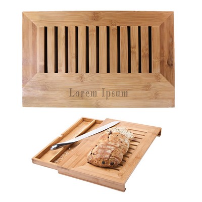 Deluxe Bread Cutting Board w/Drawer & Stainless Steel Bread Knife