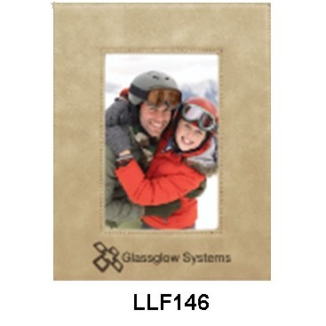 Custom Laser Engraved Leatherette Picture Frame-Light Brown/Engraves Black, Small
