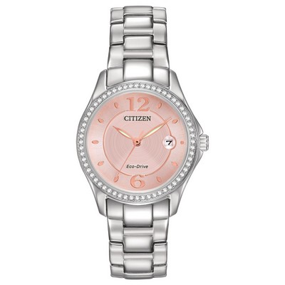 Citizen® Ladies' Silhouette Crystal Eco-Drive Stainless Steel Watch W/ Pink Dial