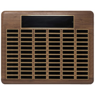 Solid Walnut Perpetual Plaque, 22 x 30", 72 plates