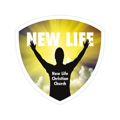 Shield Sticker | 3" x 3"| White Vinyl | Ultra Removable Adh Back | Digital