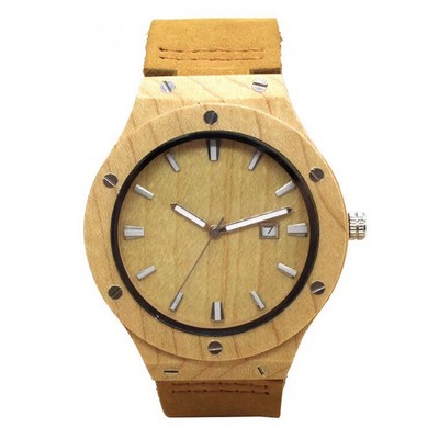 Maple & Leather Calendar Watch
