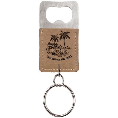 Leatherette Rectangle Bottle Opener Keychain – Laserable